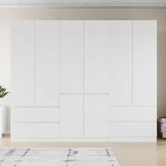 Large Armoire Wardrobe Closet with Drawers and Shelves, White Bedroom Armoires, Wooden Freestanding Wardrobe Armoire for Bedroom