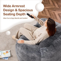 Giant Bean Bag Bag Sofa Chair with Armrests, Bean Bag Couch Stuffed High-Density Foam, Plush Lazy Sofa Comfy