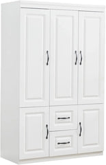 3 Door Closet Wardrobe, Armoire with 3 Drawer and Hanging Rod, Freestanding Closet Cabinet, Clothes Storage Organizer, Wardrobes