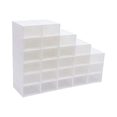 24PCS/Set Clear Plastic Stackable Shoe Organizer Foldable Flip Shoe Boxes for Closet Space Saving Shoe Rack Sneaker Container