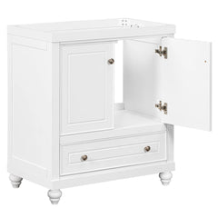 30" Bathroom Vanity with Sink, Combo, Cabinet with Doors and Drawer, Solid Frame and MDF Board, White (Old Sku:JL000006AAK)