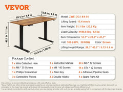 VEVOR Electric Standing Desk Height Adjustable Standing Desk W/ Dual Protecting System High Load Capacity Table for Home Office