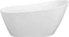 Glossy Acrylic Freestanding Soaking Bathtub with Chrome Overflow and Drain