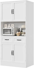 71“ Tall Kitchen Pantry Storage Cabinet, Modern Kitchen Hutch Bar Cabinet with Microwave Stand, Wood Buffet Sideboard with Hutch