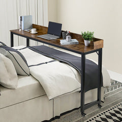 AOOU Overbed Table with Wheels, Queen/Full Size Over Bed Table, Mobile Computer Desk Laptop Cart, Dining Bar Table or Laptop