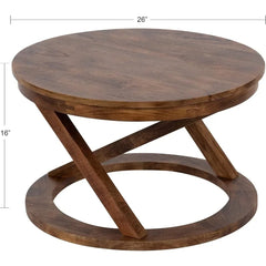 Modern Round Wood Coffee Table, 26 Inch Diameter, Black, Decorative Contemporary Transitional Coffee Table for Hosting