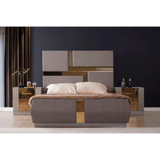 4-5 PCS Bedroom Set Bedroom Furniture Include Luxury King Bed Frame 1 and 2 Nightstand 1 Dresser with Mirror Glamorous Furniture