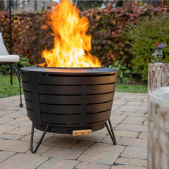 Brand Smokeless 25 in. Patio Fire Pit, Wood Burning Outdoor Fire Pit - Includes Wood Pack, Modern Design with Removable Ash Pan