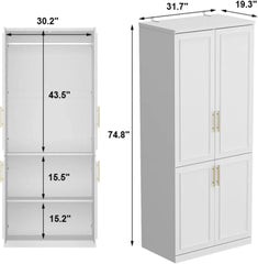 Armoire Wardrobe Closet Collection with Drawers & Hanging Rods, Closet Organizer, Armoire Wardrobes,Bedroom Funiture