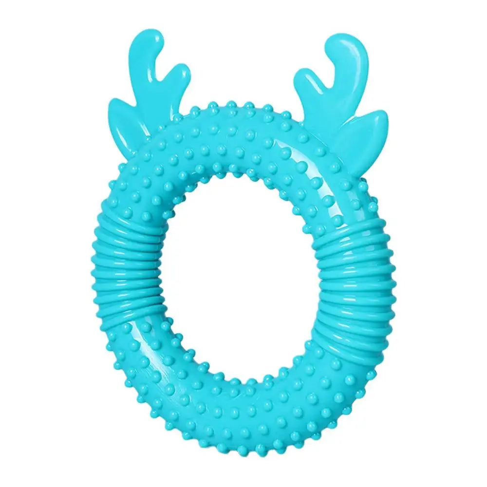 Dog Toys For Aggressive Chewers Dog Toothbrush Chew Toy Puppy Teething Ring Indestructible Squeaky Toy Food-Grade Teethers For