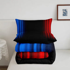 Comforter Set Kids Teens Dark Blue and Black Striped Bedding Bed Set Decor Modern Fashion Comforter Inner Fill Bedroom