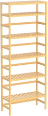 Homykic Bookshelf, 6-Tier Bamboo Adjustable 63.4” Tall Bookcase Book Shelf Organizer, Free Standing Storage Shelving Unit