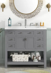 36” Bathroom Vanity with Sink, Freestanding Single Bathroom Sink Vanity Cabinet Set with 36” Countertop & Integrated Sink