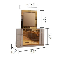 4-5 PCS Bedroom Set Bedroom Furniture Include Luxury King Bed Frame 1 and 2 Nightstand 1 Dresser with Mirror Glamorous Furniture