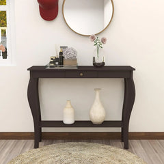 ChooChoo Narrow Farmhouse Console Table with Drawer, Chic Accent Sofa Entryway Table with Shelves for Entryway