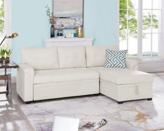 Jenny Sectional Sofa Sleeper with Storage Chaise, Tufted Pull Out Couch with Storage, Sectional Sofa Bed, Velvet