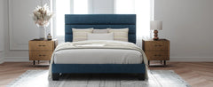 Allewie Queen Size Platform Bed Frame with Fabric Headboard and Wooden Slats Support,Fully Upholstered Mattress Foun