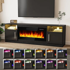 Fireplace TV Stand Entertainment Center with 36" Fireplace, 70" Wooden TV Stand for TVs Up to 80",Media TV Console