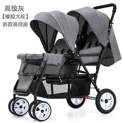 Twin baby strollers double front and back seat lie portable foldable child Cart