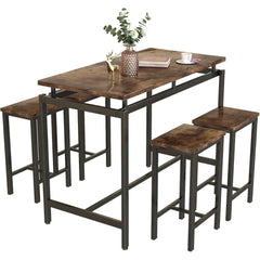 5 PCS Dining Table Set, Modern Kitchen Table and Chairs for 4, Wood Pub Bar Table Set Perfect for Breakfast Nook, Small Space