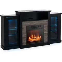 Fireplace TV Stand with LED Lights for TV up to 65”, Entertainment Center with 18” Electric Fireplace, Remote & APP Control