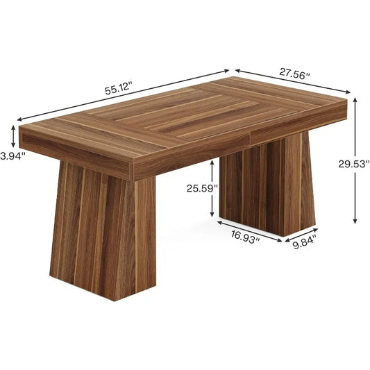 55-inch Dining Table 4-6, Rectangular Dining Table with Sturdy Legs, Wooden Kitchen Table