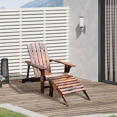 Outdoor Patio Deck Adirondack Chair Fir Wood Lounger Beach Seat Pool w/ Ottoman