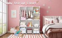 Dresser, Kids Closet Organizers, Portable Kids Wardrobe for Closet, Bedroom, Nursery, Cubby, Cabinet, Clothes, Dress, Baby