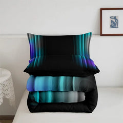 Comforter Set Kids Teens Dark Blue and Black Striped Bedding Bed Set Decor Modern Fashion Comforter Inner Fill Bedroom