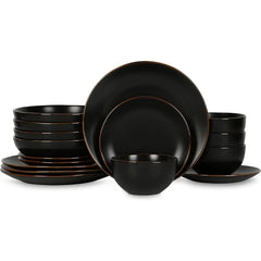 Modern Stoneware 16 Piece Dinnerware Sets, Plates and bowls Sets, Dish Set for 4, Light Green