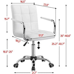 Desk Chairs with Wheels/Armrests Modern PU Leather Office Chair Midback Adjustable Home Computer Executive Chair 360 Swivel