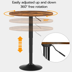 Bar Table, Height-Adjustable Round Pub Table 27-35.4 Inches, Cocktail Table with Sturdy Base, Modern Style