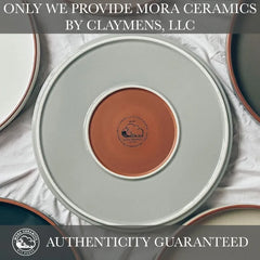 Mora Ceramic Flat Dinner Plates Set of 6, 10.5 in High Edge Dish Set - Microwave, Oven, and Dishwasher Safe, Scratch