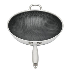 13.4Inch Stainless Steel Frying Pan Nonstick Honeycomb Fry Pan With Lid Induction Compatible Skillet