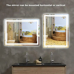 32x24 Smart LED Bluetooth Speaker Bathroom Vanity Mirror with Anti-Fog & 3 Lights Setting Wall Mount Mirror IP54 Waterproof