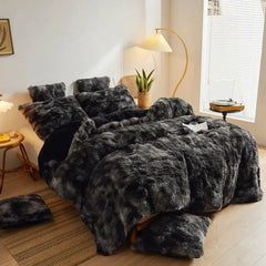 Plush Shaggy Duvet Cover Luxury Ultra Soft Crystal Velvet Bedding 1PC(1 Faux Fur Duvet Cover),Zipper Closure