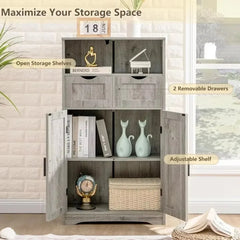 Bathroom cabinet, large storage rack, bathroom cabinet with 2 drawers and 2 shelves, bathroom floor standing cabinet