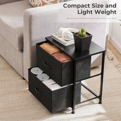 JHK Living Room Cabinet Set of 2 Fabric Drawers Tables With Storage Sofa Table Closet Chest Clothes Display Cabinet Of Furniture