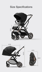 2024 New Arrival High View Portable Baby Stroller Ergonomics Seat Bassinet for Newborn One Hand to Recline Pram