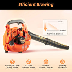 2-Stroke Handheld Leaf Blower, 25.4cc Gasoline Grass Sweeper Handheld Petrol Blower Powerful Clearing Blower