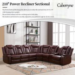 Recliner, Power Recliner Sofa Sectional Couches with LED Light, Leather Reclining Corner Sectional Sofa Set with 3 Recliner Seat