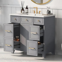 36  Bathroom Vanity with Sink Top Set  Bathroom Storage Cabinet with Soft Close Doors and Drawers  Modern Cabinets for Bathroom