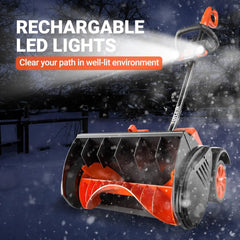 15.8” Cordless Snow Shovel, Brushless Battery Snow Blower, Battery Powered Snow Thrower with Wheels and LE