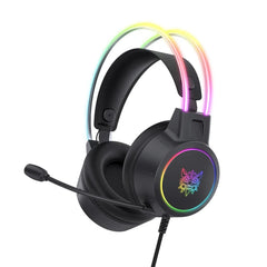 ONIKUMA Professional Gaming Headset with RGB Dynamic Lighting Wired Over-Ear Headset with Noise Canceling Microphone for PC