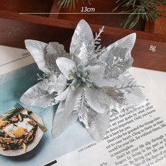 30/14.5cm Glitter Artifical Christmas Flowers Christmas Tree Decoration for Home Fake Flowers Plant Xmas New Year Party Decor