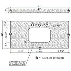 31 Inch Marble Vanity Top with Undermounted Rectangular Ceramic Sink & Backsplash, Engineered Stone Countertop Vanity Sink Top