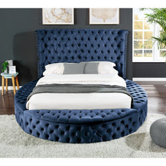 Bedroom Furniture 4 PCS Bedroom Set Include Luxury Queen Round Bed 1 Nightstand 1 Dresser with Mirror Glamorous Furniture