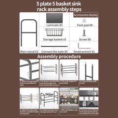 1 Set Multi-Use Kitchen Under Bathroom Sink Organizers - Expandable Cabinet Shelf Organizer Storage Rack With Removable Baskets