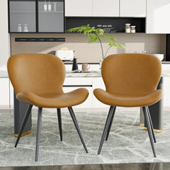 2Pcs Dining Chairs Modern Bedroom Chair Luxury Leather Chairs Kitchen Living Room Minimalist Bar Stools Nordic Style Restaurant