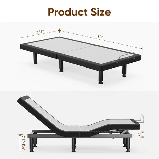 TXL King Size Adjustable Bed Frame Bed Base Compatible With Most Mattresses for Living Room Bedroom Furniture